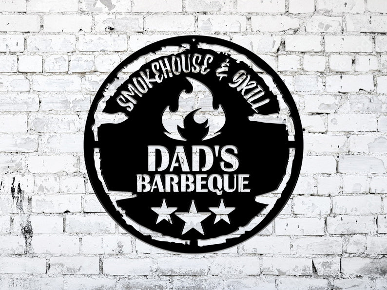 Dad's Barbeque - Smokehouse & Grill Metal Sign (sample closeout sale)