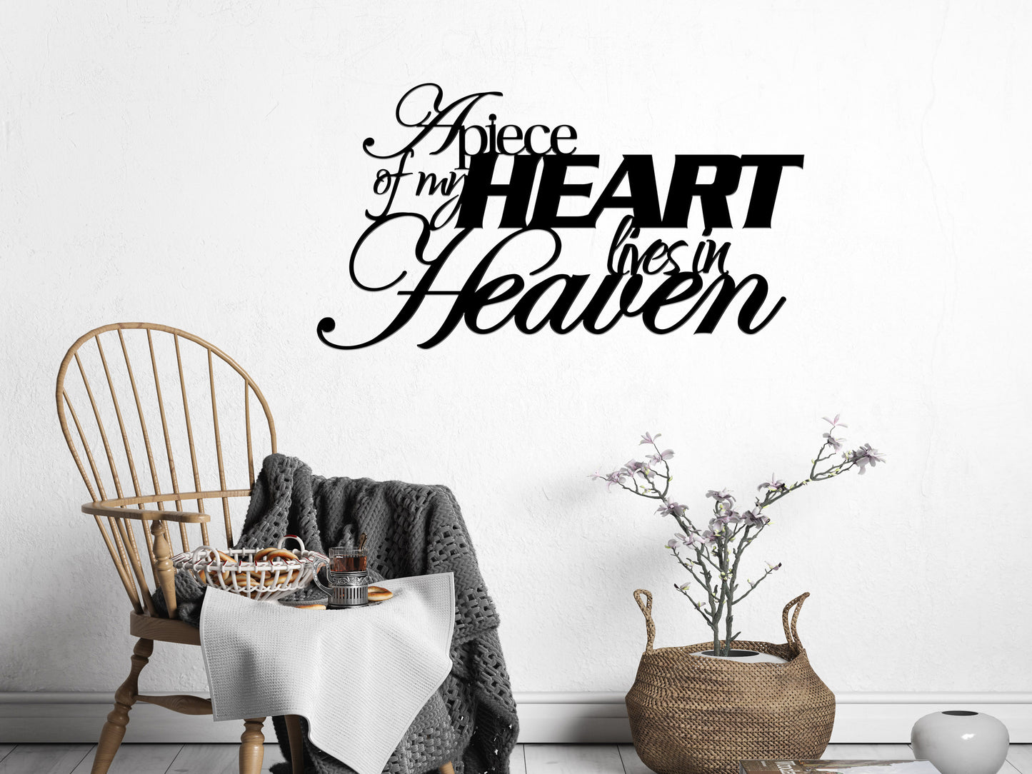 A Piece of My Heart Lives in Heaven Metal Wall Art (sample closeout sale)