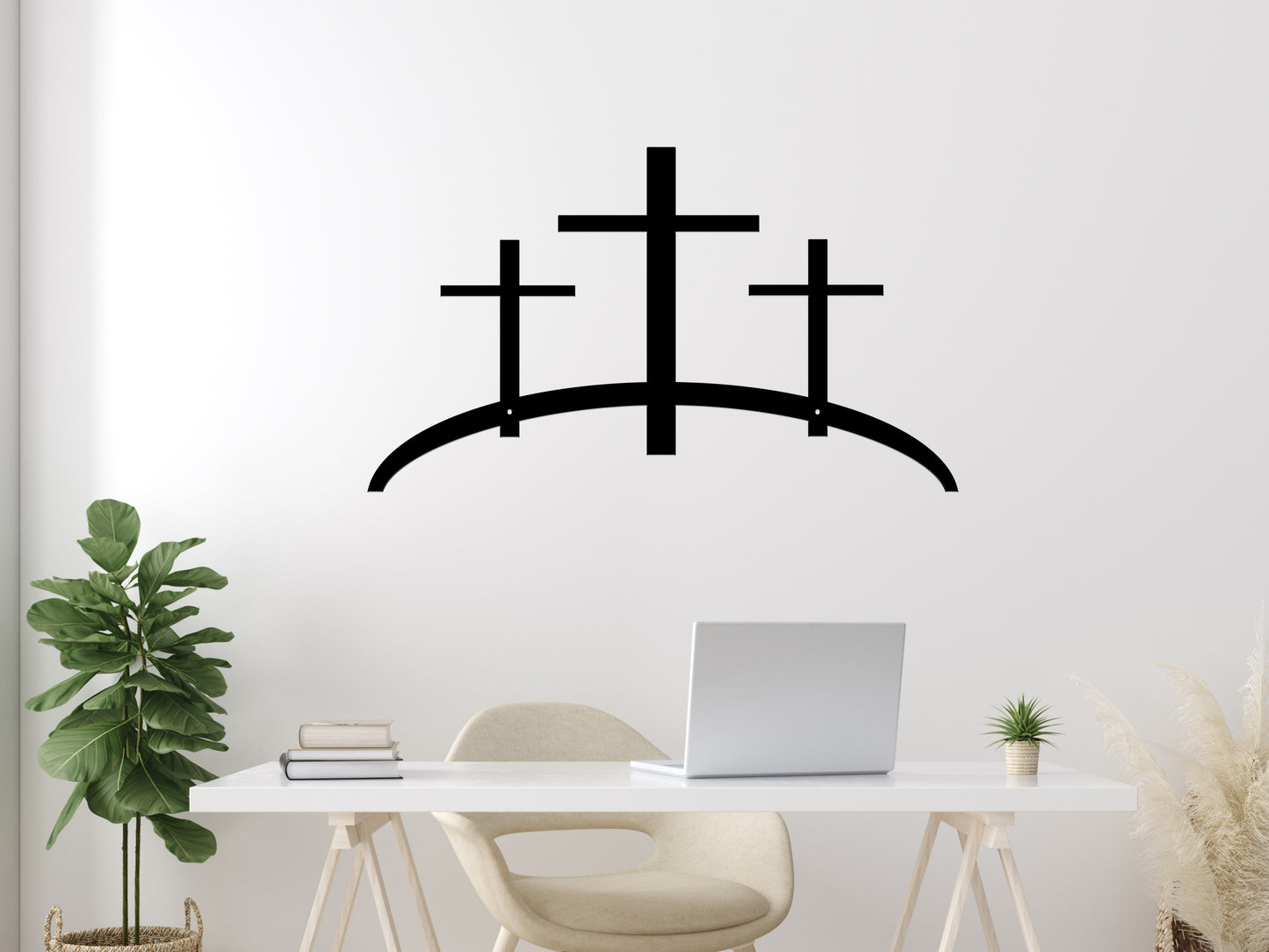 3-Crosses on a Hill Metal Easter Decor / Christian Sign / Easter Decor / (sample closeout sale)