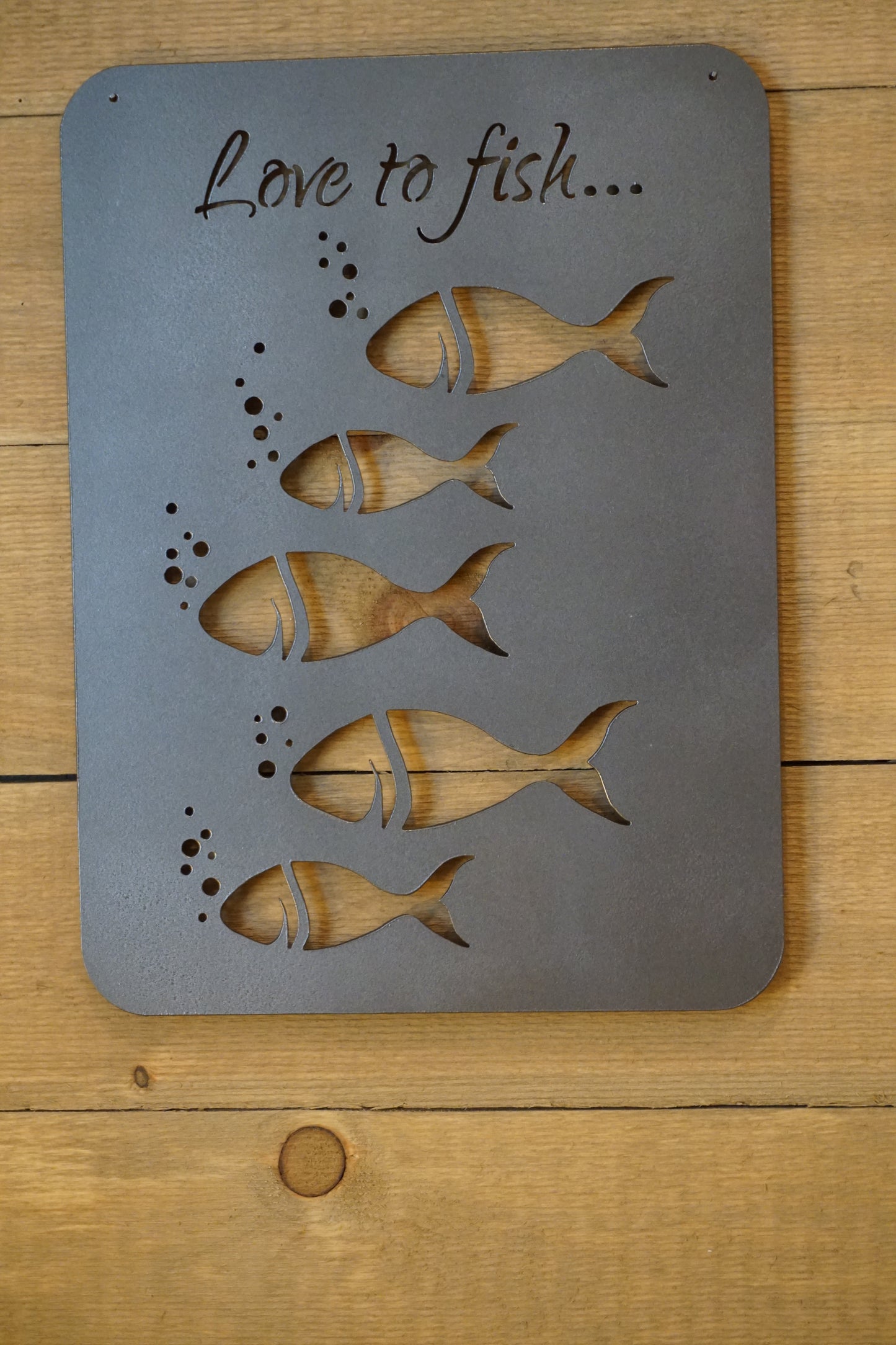 Love to Fish Metal Sign / Metal Fishing Sign / Gifts for Him (sample closeout sale)