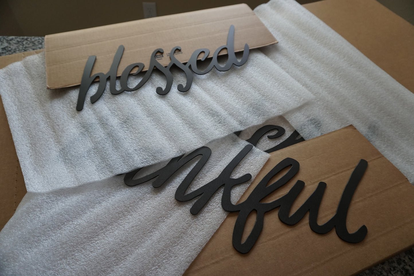 Thankful Grateful Blessed Metal Words or Sign | Set of 3 Pieces (sample closeout sale)