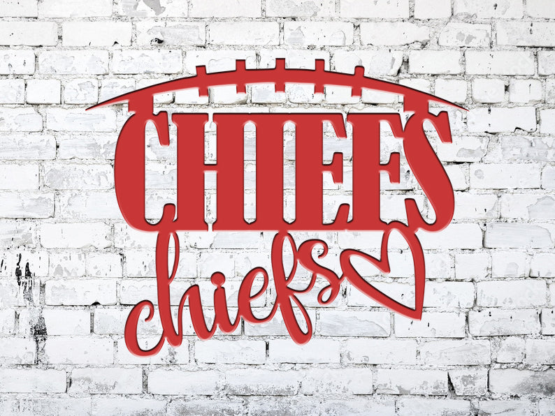 Kansas City Chiefs with Heart Metal Sign