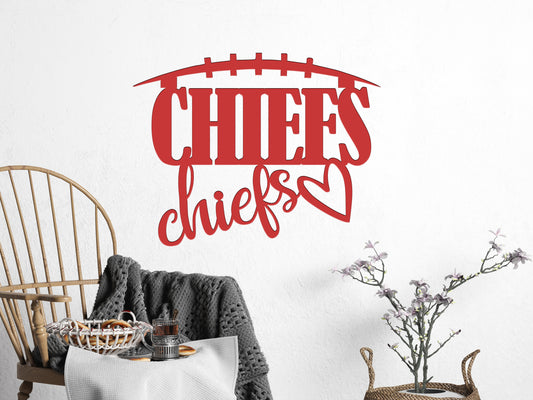 Kansas City Chiefs with Heart Metal Sign