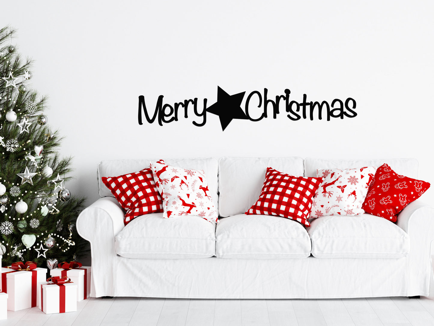 Metal Merry Christmas Sign / Christmas Home Word Art (sample closeout sale)
