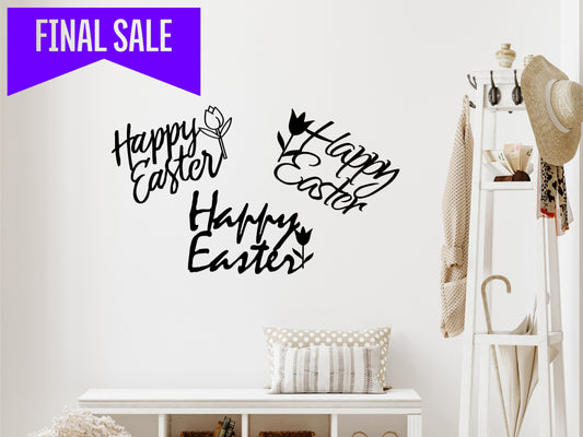 Happy Easter Metal Sign / Christian Sign / Easter Decor and Wall Hanging (sample closeout sale)