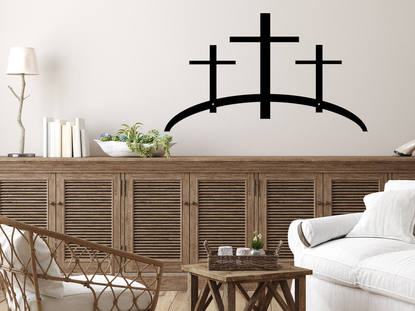 3-Crosses on a Hill Metal Easter Decor / Christian Sign / Easter Decor / (sample closeout sale)