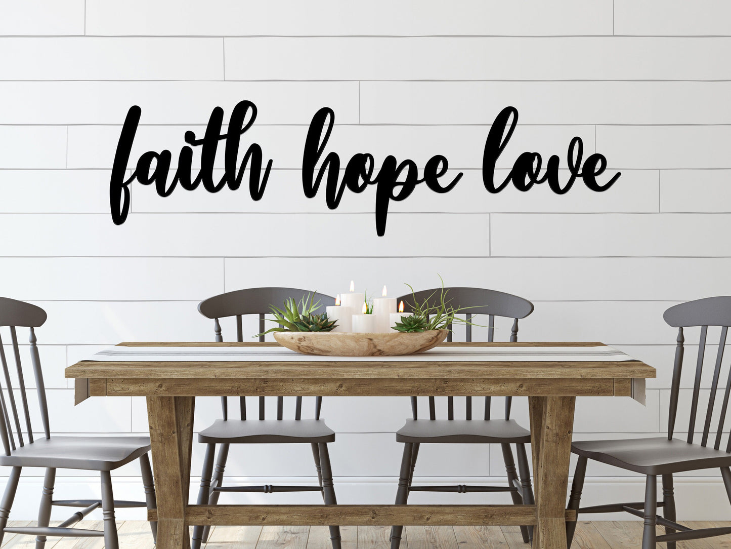 Faith Hope Love Metal Words or Sign | Set of 3 Pieces