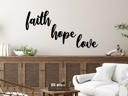 Faith Hope Love Metal Words or Sign | Set of 3 Pieces