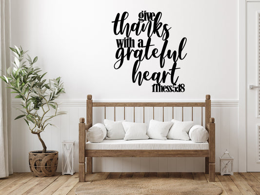 Give Thanks with a Grateful Heart Metal Scripture Wall Art