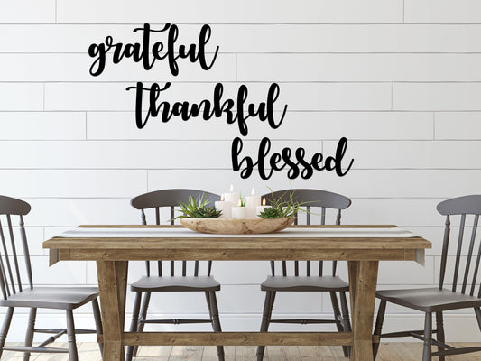 Grateful Thankful Blessed Metal Words or Sign | Set of 3 Pieces