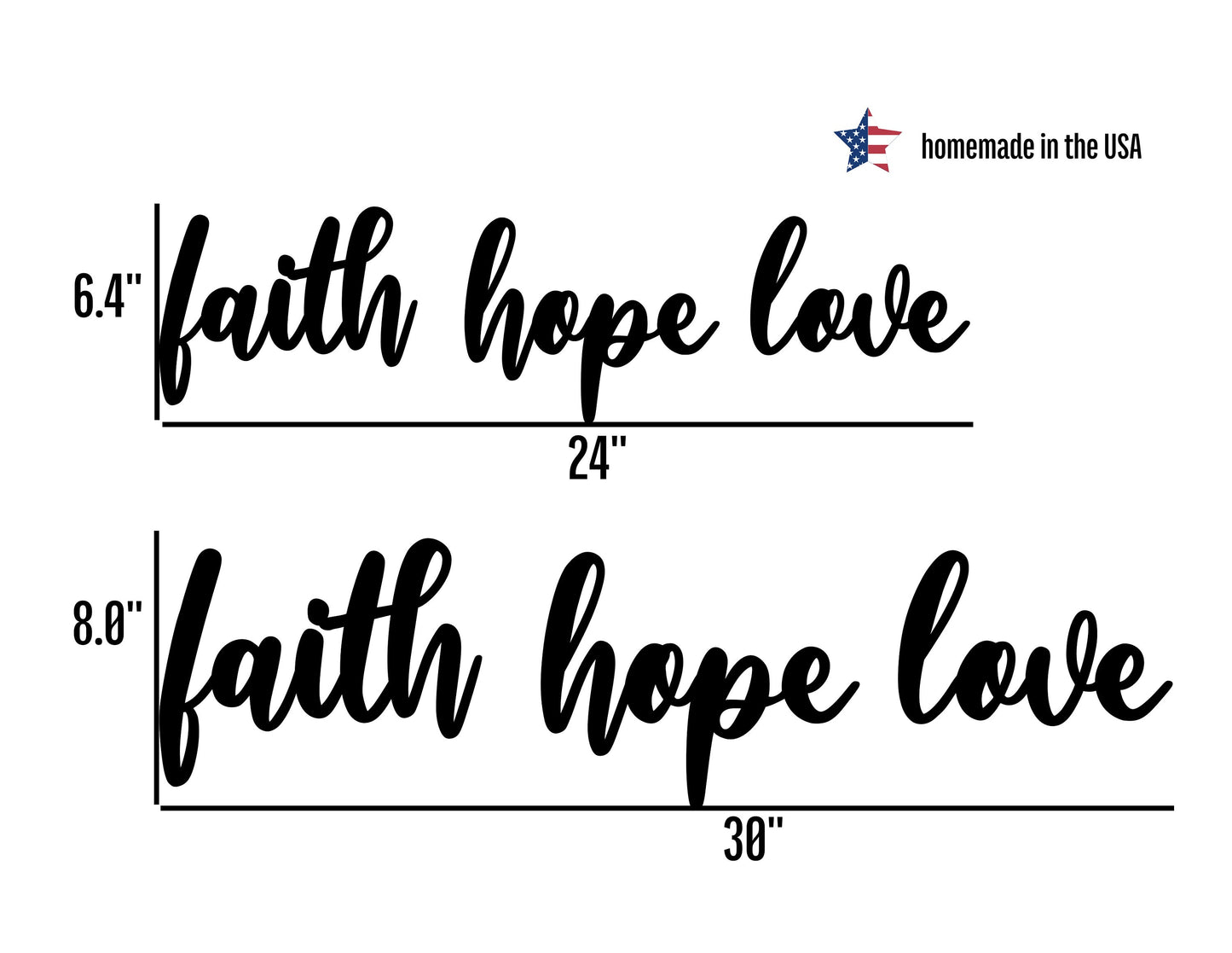 Faith Hope Love Metal Words or Sign | Set of 3 Pieces