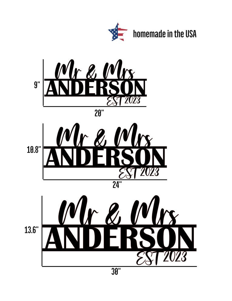 CUSTOM Outdoor Mr. and Mrs. with Family Name Sign / Personalized Metal Sign