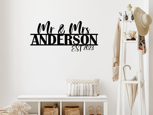 CUSTOM Outdoor Mr. and Mrs. with Family Name Sign / Personalized Metal Sign