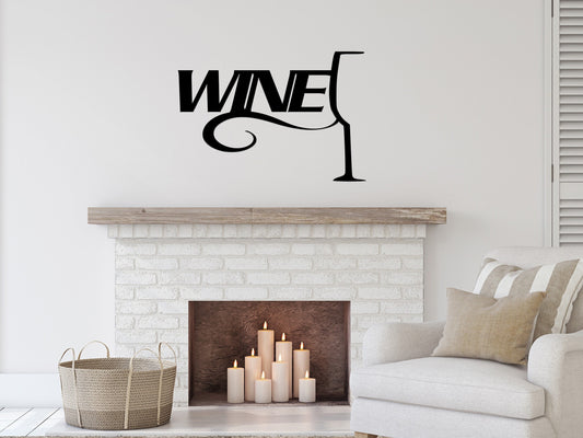 Wine with Glass Metal Sign