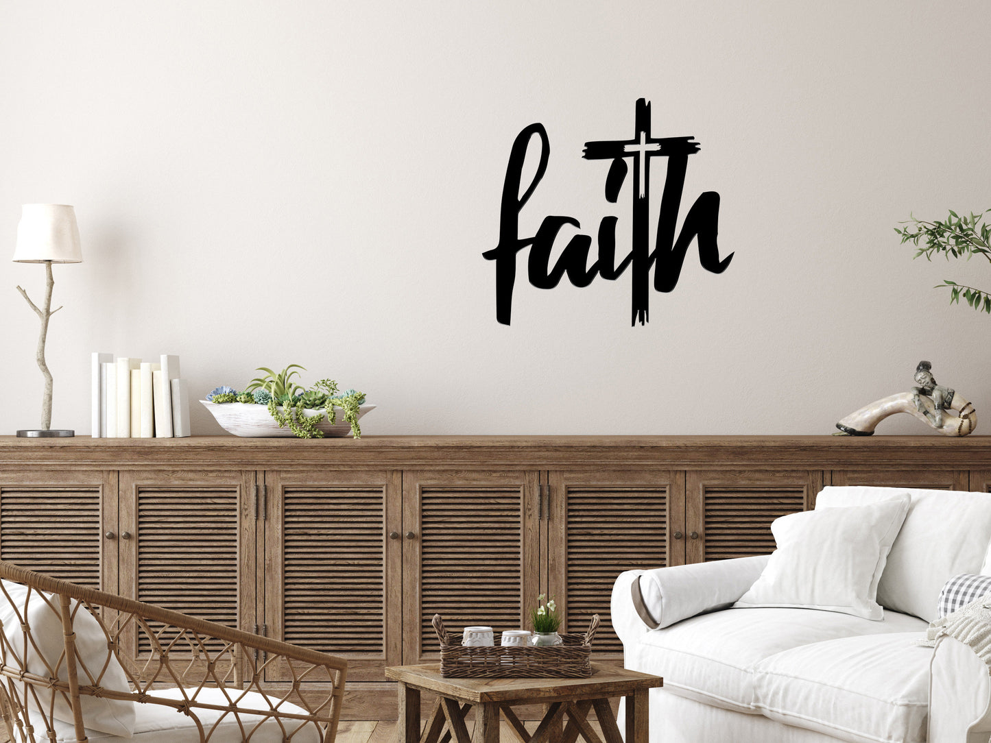 Faith with Cross Metal Sign or Wall Art