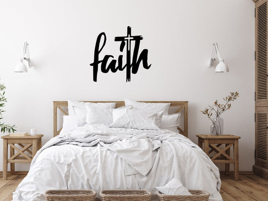 Faith with Cross Metal Sign or Wall Art