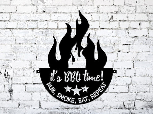 It's BBQ Time Metal Barbecue Sign