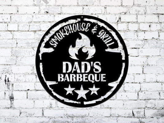 Dad's Barbeque - Smokehouse & Grill Metal Sign