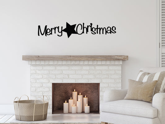 Metal Merry Christmas Sign / Christmas Home Word Art (sample closeout sale)